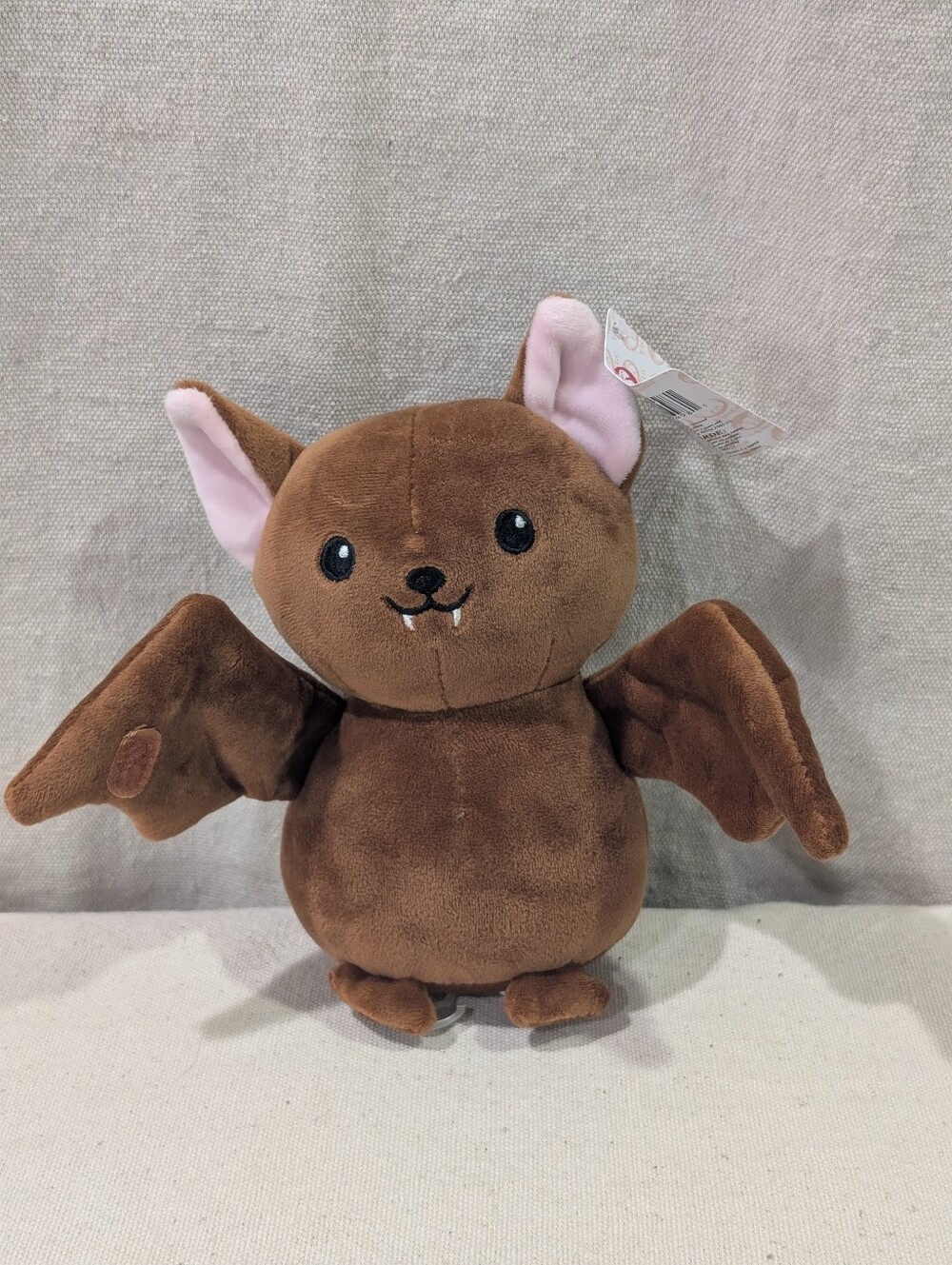 NWT Fiesta Plush Toy Vernon-Luna 6.5" Brown Bat with Pink Ears Super Soft